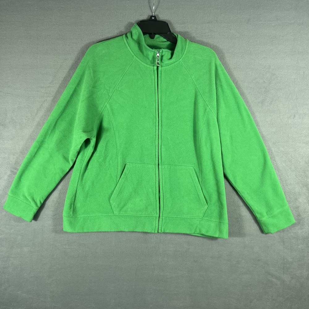 Old Navy Women's XXL Green Full Zip Fleece Jacket Stand Collar Pockets‎